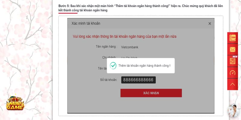 Thêm tài khoản thành công tại Lixi88