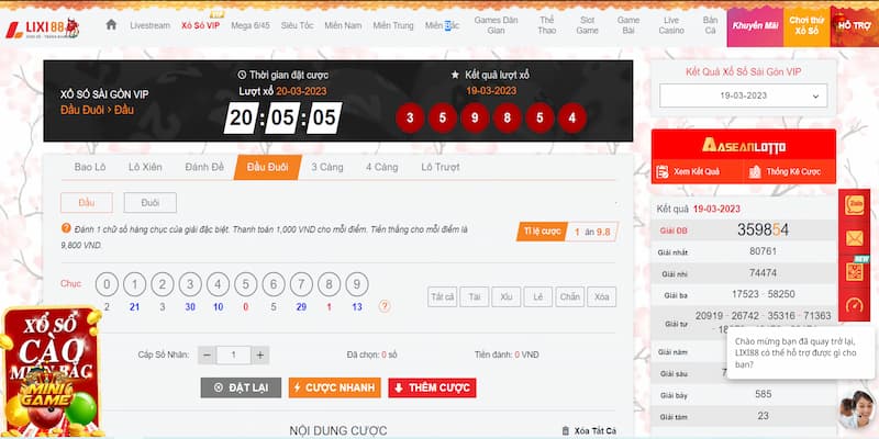 Kiểu cược đầu của xổ số tại Lixi88